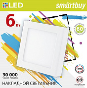 Светильник светодиодный SMARTBUY накладной квадрат SDL 6w/6500K/IP20 (SBL-SqSDL-6-65K)